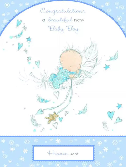 BABY BOY - HEAVEN SENT Retail $3.49  Inside: Special wishes to you... 5x7 Greeting Card | 03988A | 255135