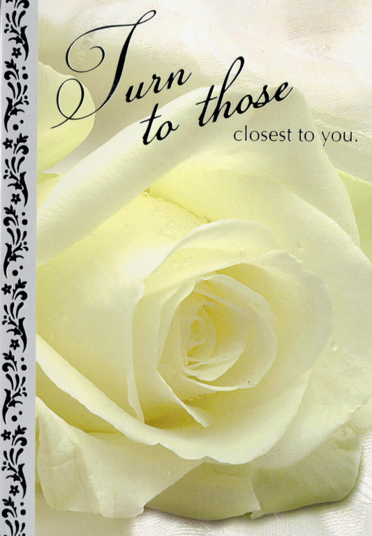 Cream rose- Sympathy greeting card. Retail $2.99.  Inside: May the support and compassion around you ease your heart... | 5063 | 255382