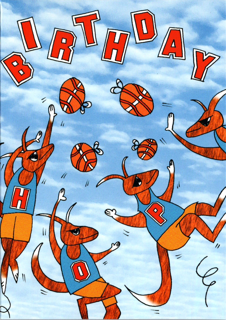 Sport kangaroos- General Kids Birthday card Retail $2.99. Inside: Have the best birthday ever! | 7860 | 255403