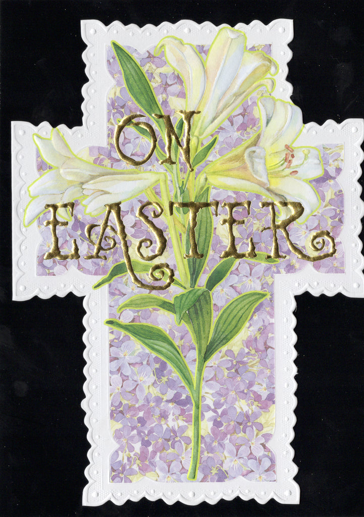 Lily ad hydrangeas- Carol Wilson Fine Arts Easter religious greeting card. Retail $4.25. Inside: May the beauty of this year be with you throughout the year... | CRGE07824 | 255411