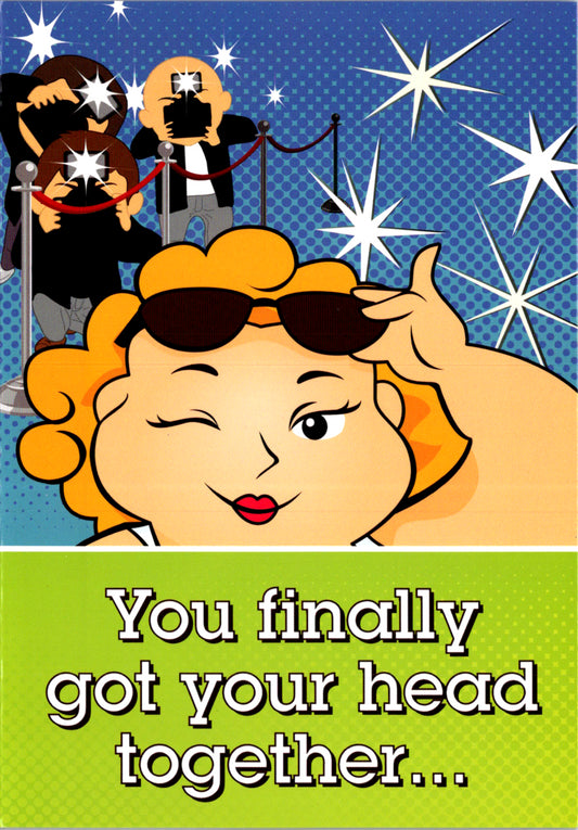 Humor Female Birthday- Get your head together. Retail $2.29 Inside: ...and then your body fell apart! A huge happy birthday to you x x 5x7 Greeting Card | 4957 | 255444