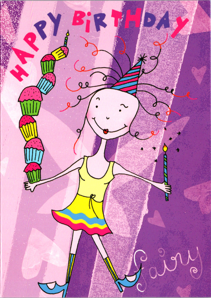 Girl with cupcakes- General Kids Birthday card Retail $2.99. Inside: Lots of fairy wishes coming your way! | 7854 | 255449