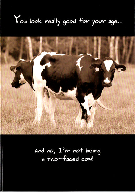 Two faced cow- Humor Birthday card. Retail $2.99. Inside: Happy Birthday. | 05113B | 255453