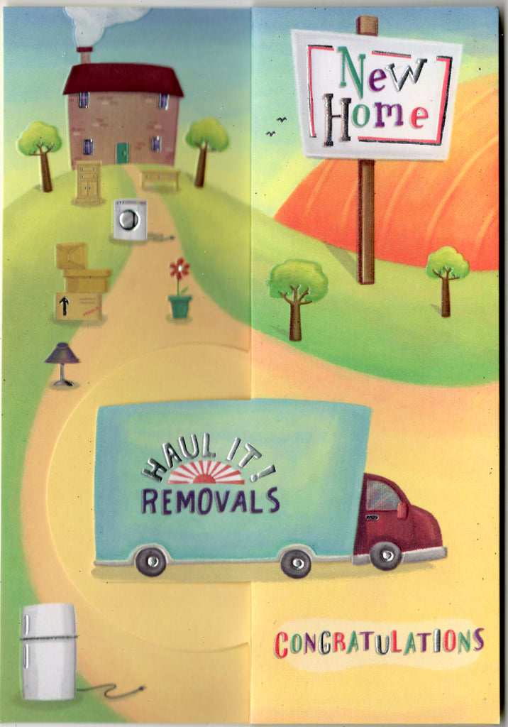 Moving truck- New home greeting card. Retail $3.99.  Inside: Hope you'll be very happy! | 5155 | 255509