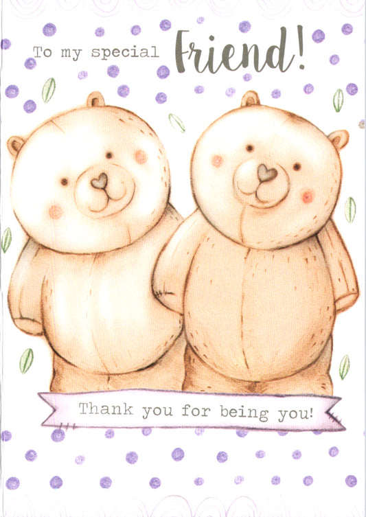 Two bears- Friendship greeting card. Retail $2.99.  Inside: You fill my life with love and happiness... | 6817 | 255538