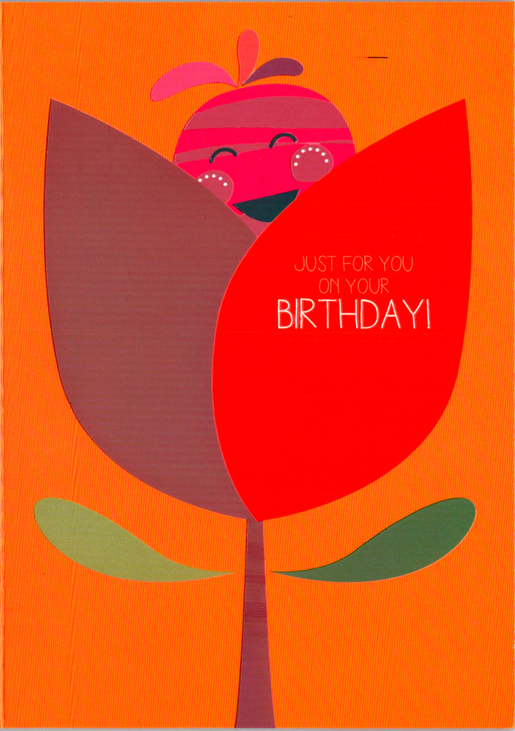 Orange with flower Birthday Greeting Card Retail $2.99. Inside: Sending you smiles and fun today and everyday! | 6028 | 255552