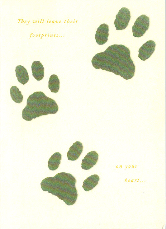 Paw prints- Sympathy loss of pet greeting card. Retail $2.99.  Inside: A best friend a companion.... | 5058 | 255592