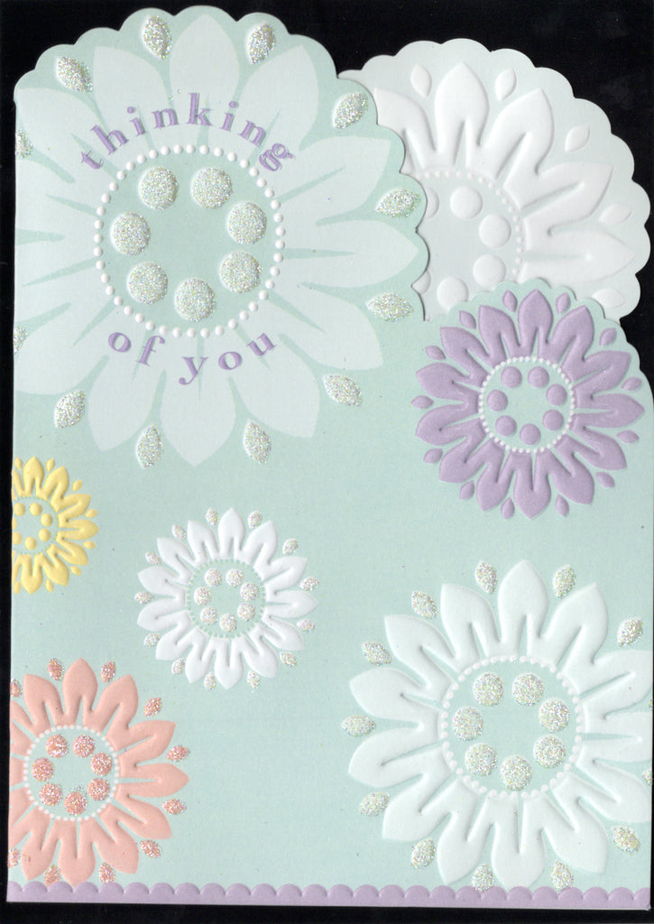 Friendship thinking of you embossed die-cut greeting card by Carol Wilson. Inside: .....always brightens my day. Retail $4.25.  | CG1419 | 255701