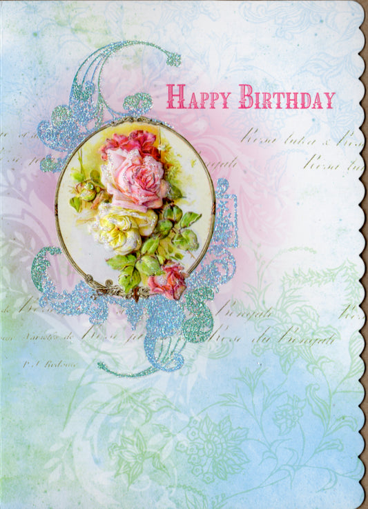 cherub on blue embossed die cut general birthday greeting card by Carol Wilson. Inside: | CG4041 | 255757