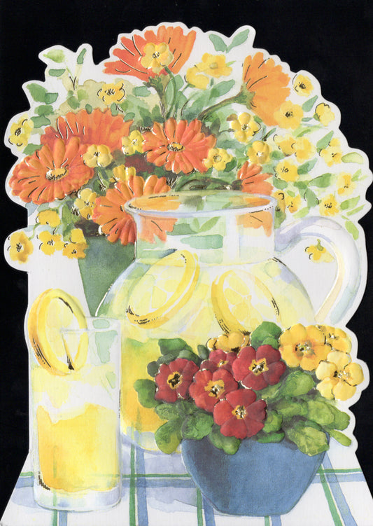 Summer lemonade themed embossed die-cut greeting card by Carol Wilson. Blank inside. Retail $2.95 | CG1197 | 255764