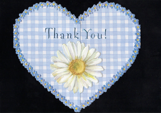 Bright white daisy flower on a gingham background. Thank you card by Carol Wilson. Inside: You are so thoughtful! Retail $3.25  | CG1235 | 255778