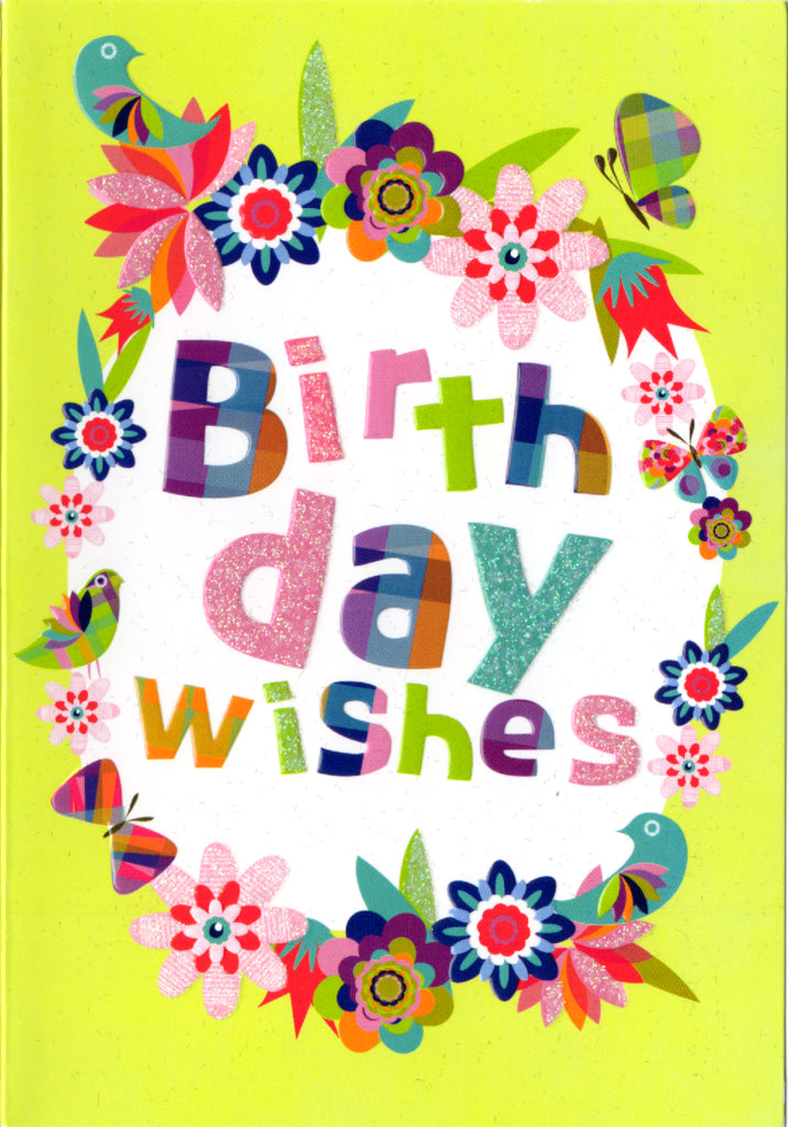 Wishes green border Birthday Greeting Card Retail $2.99. Inside: Hoping you have a fantastic day! | 5326 | 255839