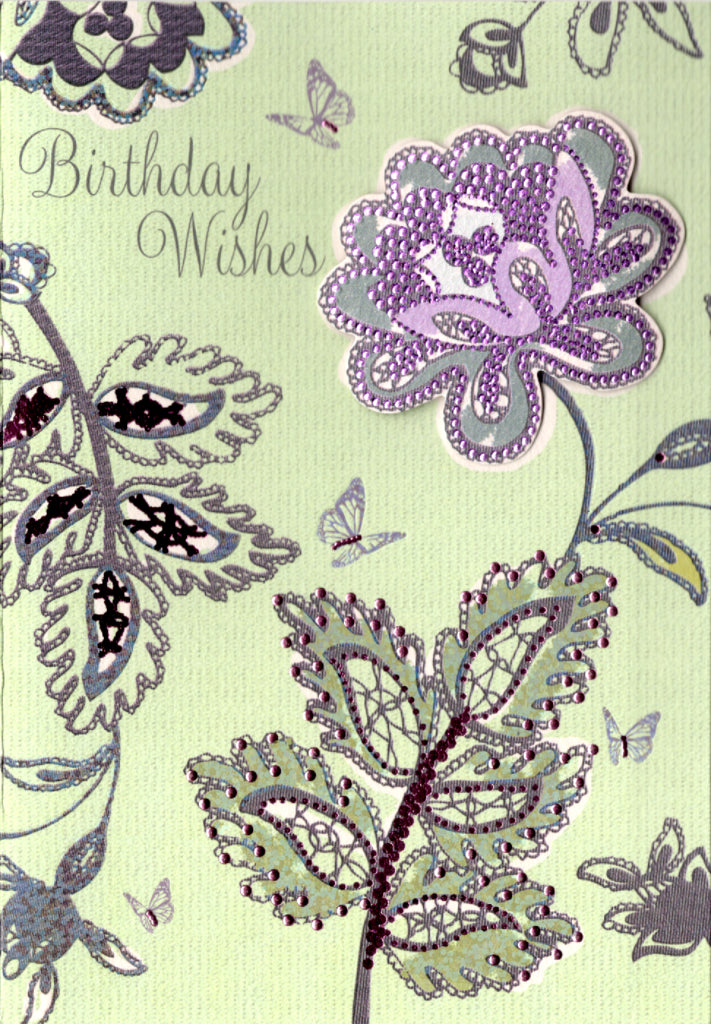 Purple flower- Female birthday Greeting Card. Retail $3.49. Inside: For a perfectly wonderful day. With love. | PC-CA05 | 255848