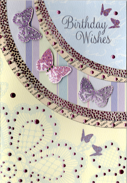 Three Butterfly- Female birthday Greeting Card. Retail $3.49. Inside: For a beautiful day. With love. | PC-CA10 | 255850