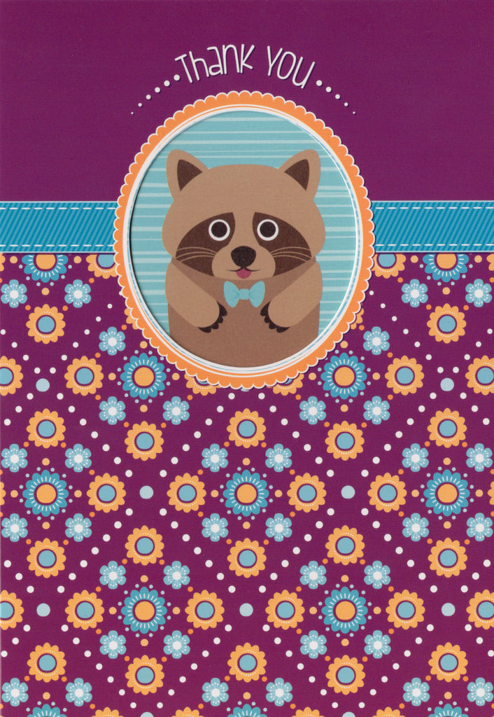 Raccoon- Thank you greeting card. Retail $2.99.  Inside: I 'raccoon' you're amazing! | 6131 | 255854