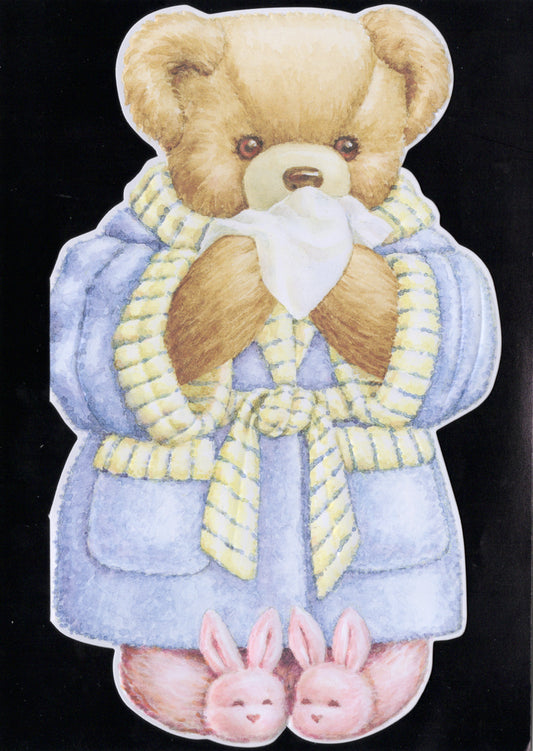 Bear in robe get well card by Carol Wilson. Inside: Take care of yourself and get well soon! Retail $4.99  | CG1294 | 255858