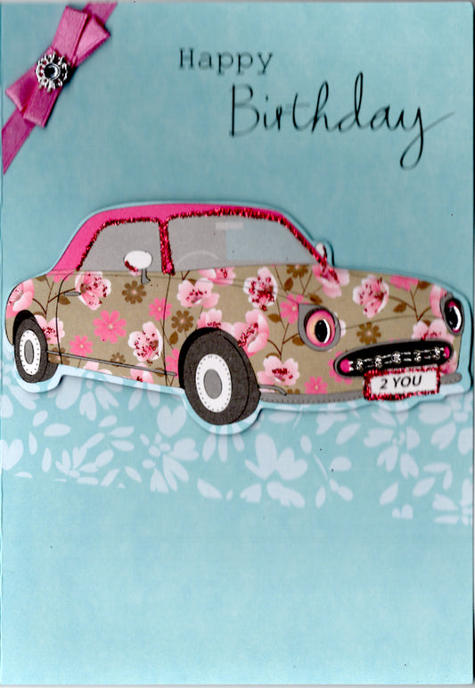 Pink car Birthday Greeting Card Retail $4.49. Inside: Hope it's filled with special surprises. | 6017 | 255867