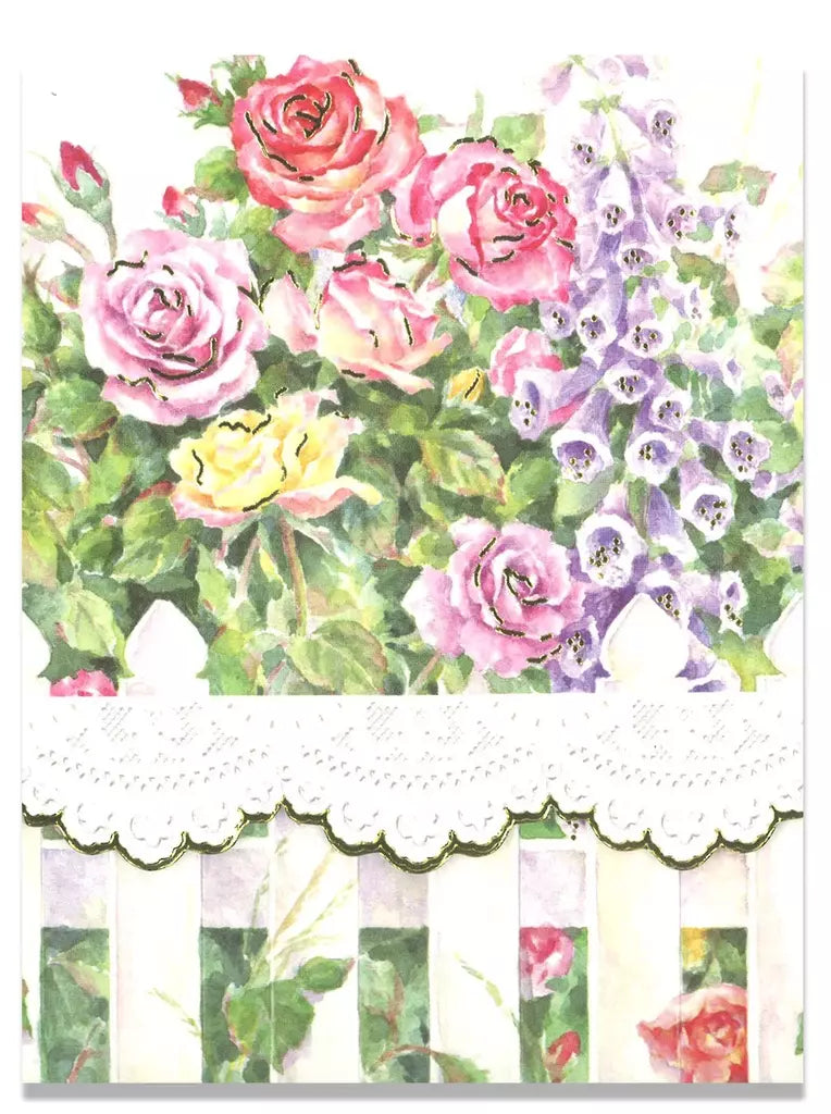 Carol Wilson Flower Rose Fence Flower Travel Pad Purse Notepad Premium 3x4 Embossed Die-Cut Design 90 Pages Magnet Flap EMBPUR48 | 255887