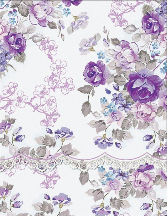 Carol Wilson Purple Roses Flower Floral Travel Pad Purse Notepad Premium 3x4 Embossed Die-Cut Design 90 Pages Magnet Flap EMBPUR04 | 255892