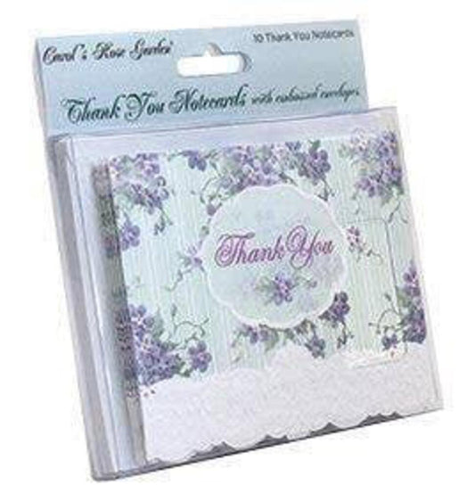 For Arts Sake Lilacs and Teal Stripe Gift Thank You 4x5 Blank Cards Boxed Notecard Set With 10 Embossed Envelopes. BTY0128 | 255913