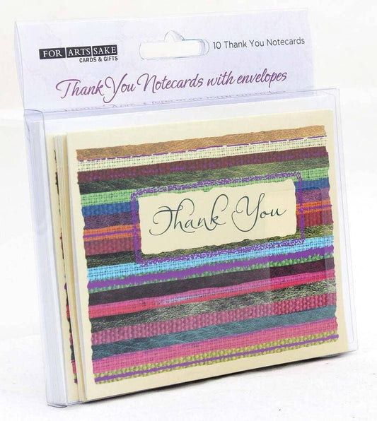 For Arts Sake Colorful Stripes Gift Thank You 4x5 Blank Cards Boxed Notecard Set With 10 Envelopes. BTY0004 | 255918