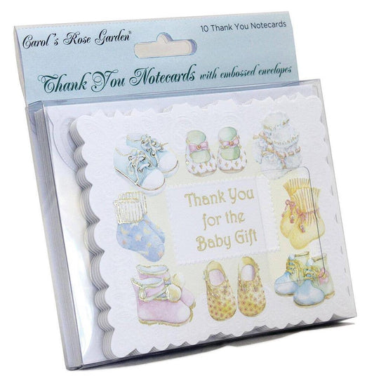 For Arts Sake Baby Booties Shoes Gift Thank You 4x5 Blank Cards Boxed Notecard Set With 10 Embossed Envelopes. BTY0120 | 255925