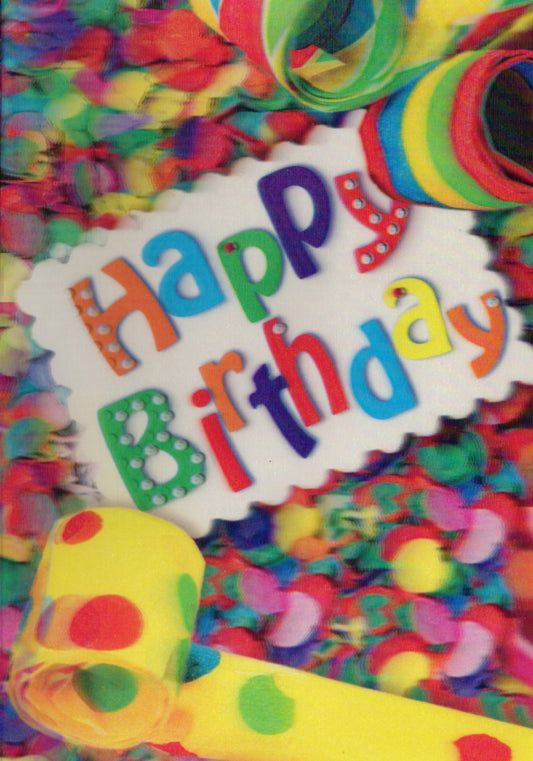 3D Confetti Blank Greeting Card Retail $3.99. Inside: Blank | 05256A | 255939