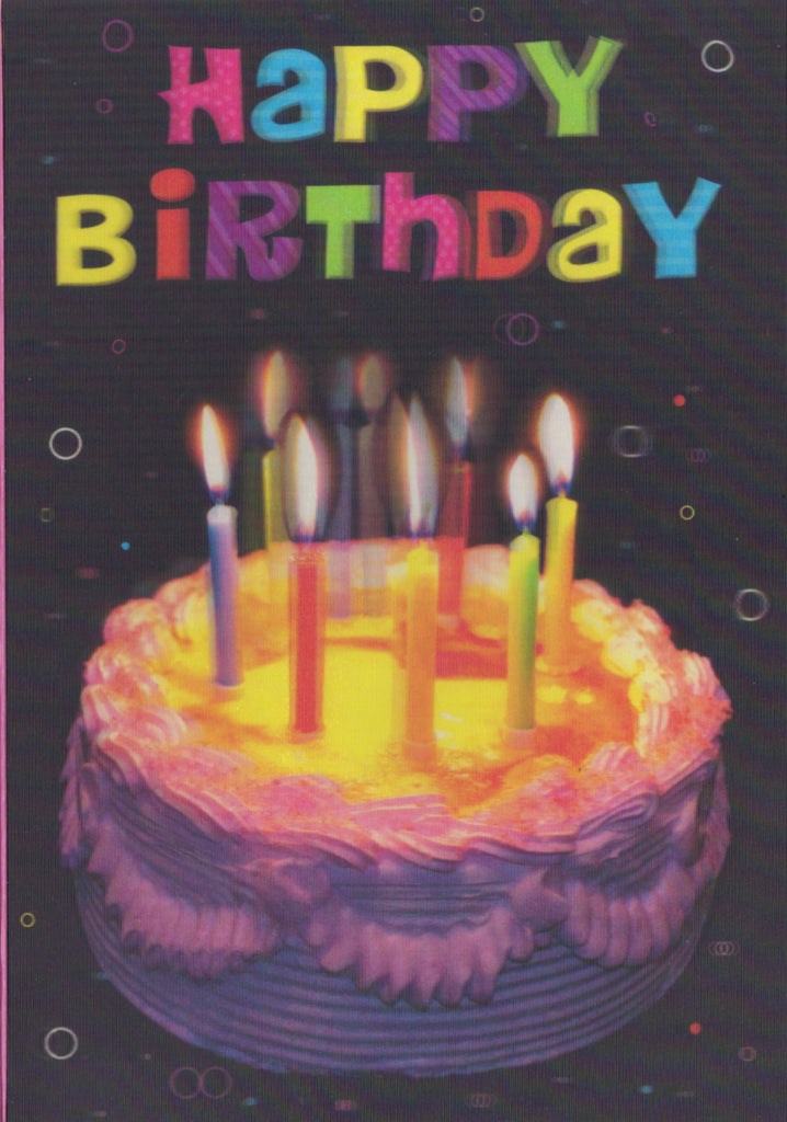 3D - BDAY CAKE and CANDLES 5x7 Greeting Card | 6385 | 255992