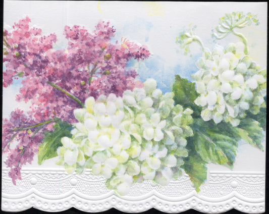 White Hydrangeas Portfolio Boxed Note Cards by Carol Wilson. 10 embossed 4x5 Die-Cut Notecards and Matching Envelopes in Decorative Gift Box with Magnetic Flap. NCP2469 | 256015