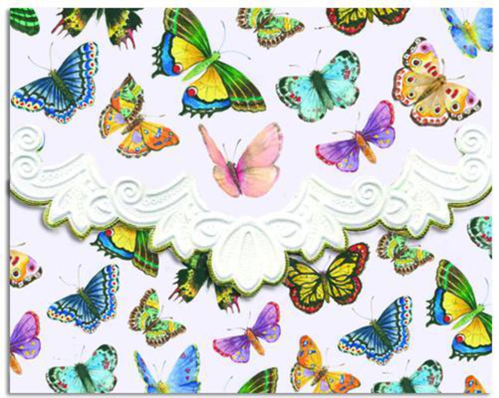 Butterfly Portfolio Boxed Note Cards by Carol Wilson. 10 embossed 4x5 Die-Cut Notecards and Matching Envelopes in Decorative Gift Box with Magnetic Flap. NCP2503 | 256016