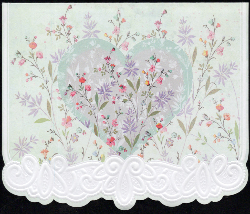 Floral Heart Portfolio Boxed Note Cards by Carol Wilson. 10 embossed 4x5 Die-Cut Notecards and Matching Envelopes in Decorative Gift Box with Magnetic Flap. NCP2375 | 256035