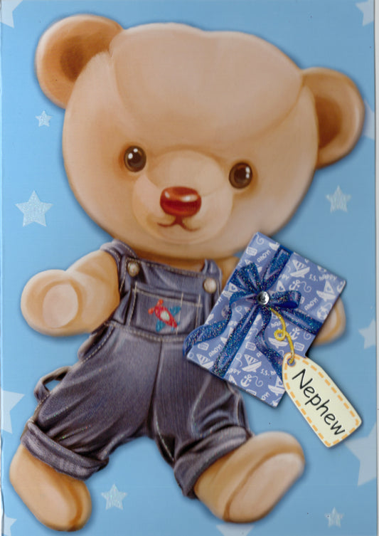 Teddy bear- Nephew family birthday card. Retail $2.99. Inside: With love and best wishes to a sweet nephew... | 6947 | 256078