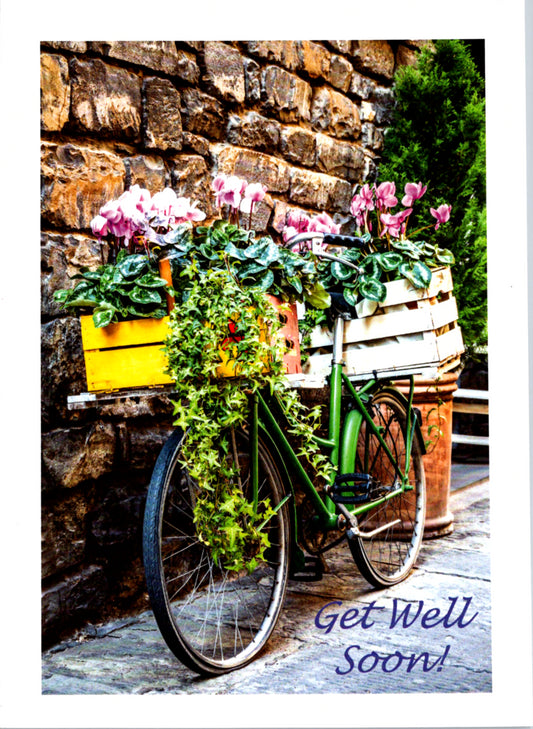 Get Well Soon greeting card... inside message Thinking of you as you recover. Retail $3.99 | DGC1023 | 256107