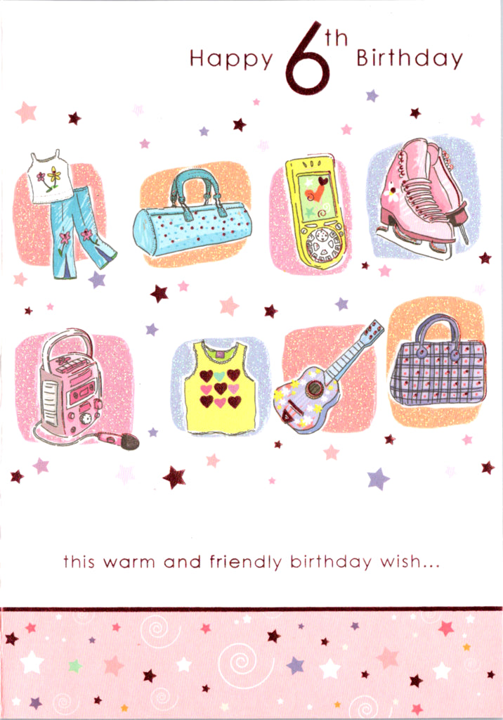 Girl icons- 6th age girl birthday card. Retail $3.49. Inside: is being sent your way for happiness the who year through... | 4023 | 256114