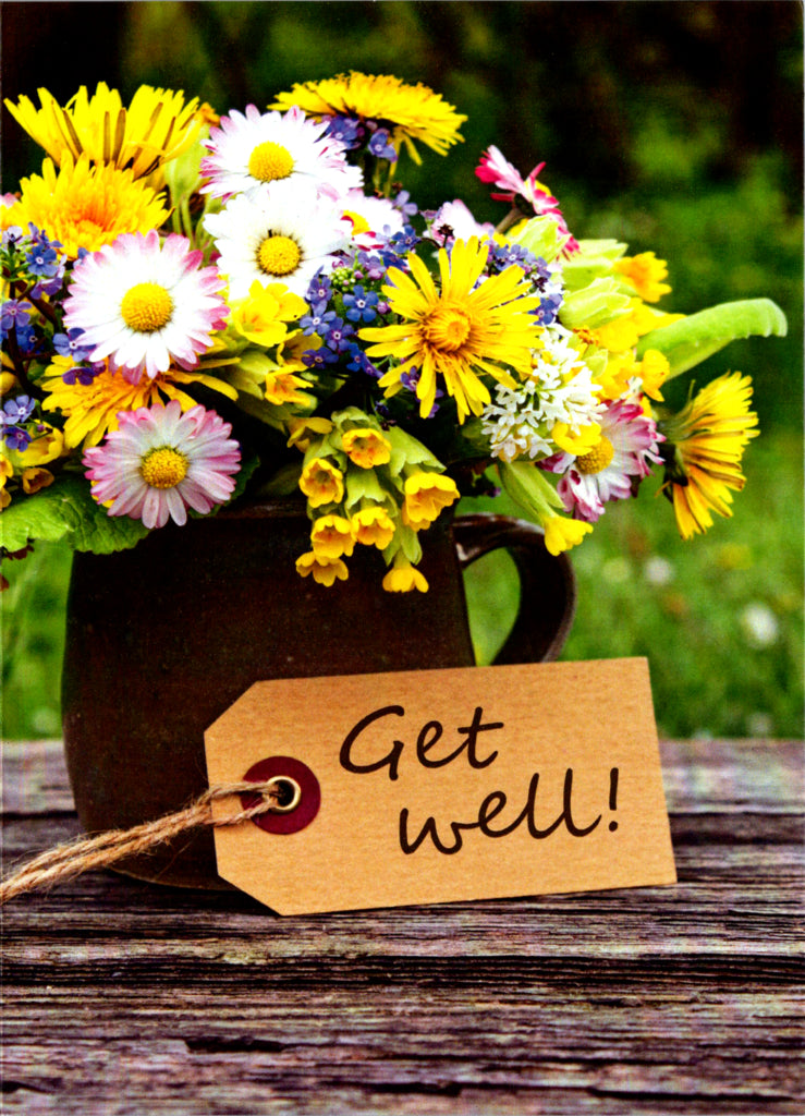 Get Well Soon greeting card. inside message Brghter days are ahead! Get Well Soon! Retail $3.99 | DGC1027 | 256120