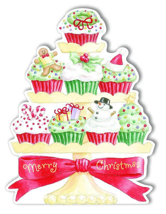 TIERED CUPCAKES boxed Christmas greeting cards by Carol Wilson. Inside: May your heart and home be filled with all the joys of the season. 10 cards/10 envelopes. | CRGBX206 | 256179