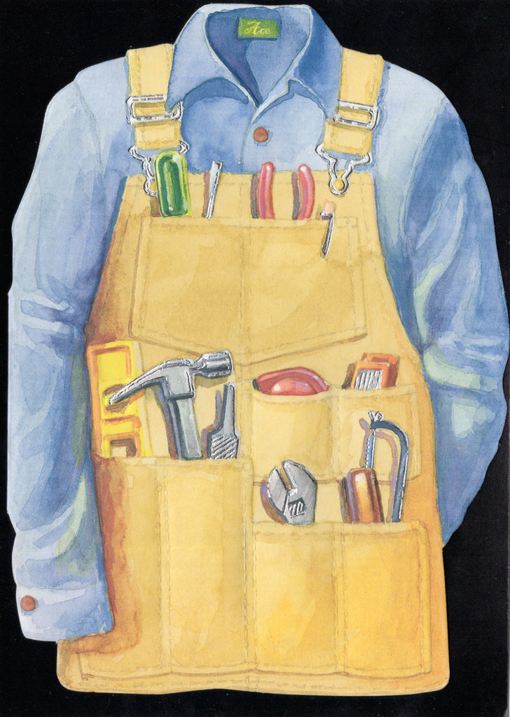 Handyman tool belt themed greeting card by Carol Wilson. Blank inside. Retail $3.25 | CG1304A | 256181