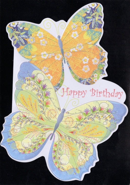 Two fluttering Butterfly embossed die cut general birthday greeting card by Carol Wilson Inside You make the world a brighter place Retail $4.99  | CRG1658 | 256187