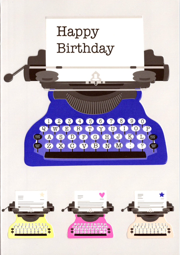 Typewriters Birthday card Retail $3.49. Inside: Wishing you a fun filled day! | 6007 | 256218