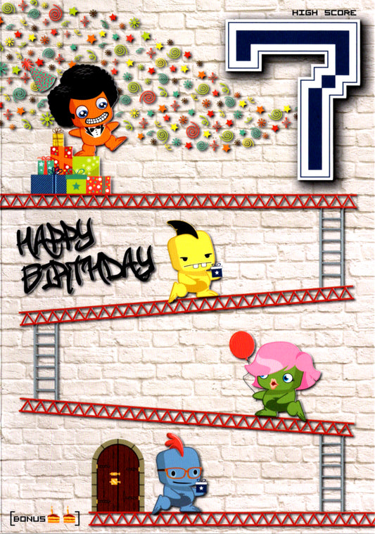 Gameboy- 7th age boy birthday card. Retail $2.59. Inside: Game on! Party time. | 4825 | 256221