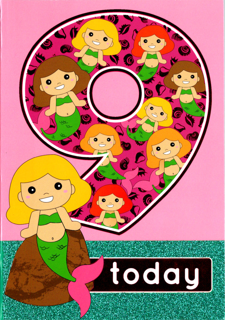 Mermaid- 9th age birthday card. Retail $2.99. Inside: Happy Birthday to a special girl! | 4827 | 256223