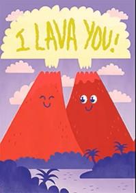 Volcanos- Valentine's Humor greeting card. Retail $2.99. Inside: Happy Valentine's day hot stuff! | V07748 | 257116