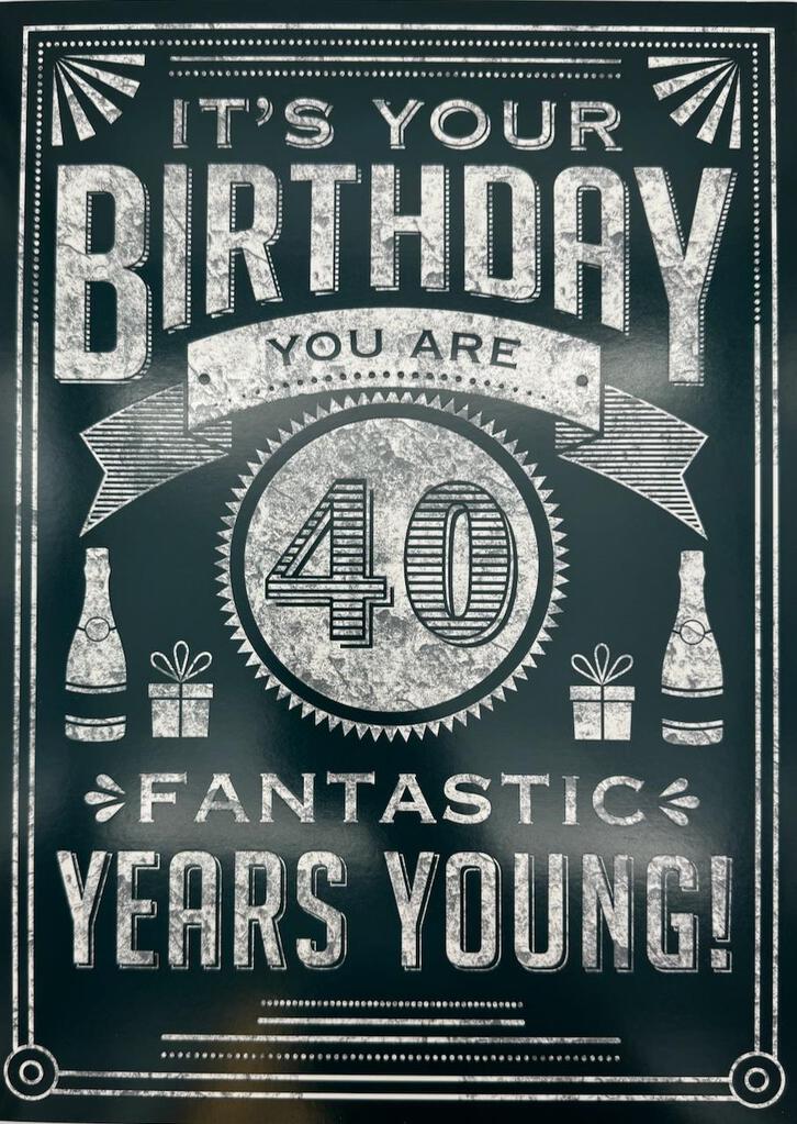 40th Birthday Forty 10x14 Giant Greeting Card | 6258 | 257351