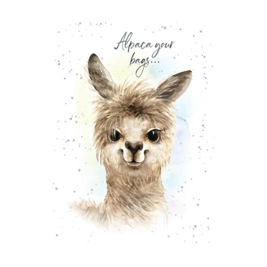 Hopper Cards-Alpaca your bags- New home. Retail $5.00. Dimensions: 5x7 INSIDE:  it's time for a new home! | HOP0076 | 257639