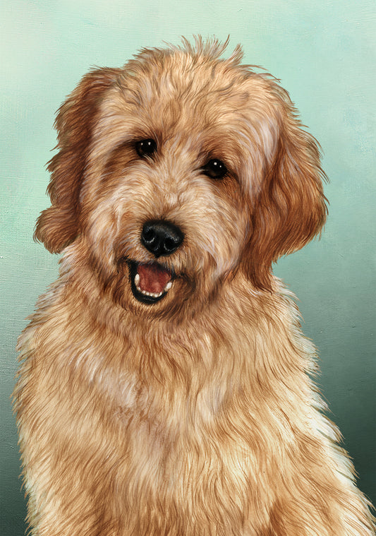 Goldendoodle Dog by Tamara Burnett Blank Greeting Card 5x7 | 1056 | 259199