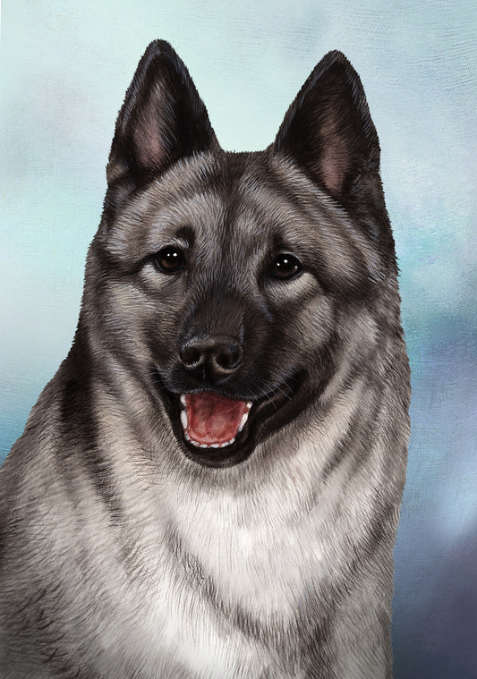 Norwegian Elkhound Dog by Tamara Burnett Blank Greeting Card 5x7 | 1077 | 259220