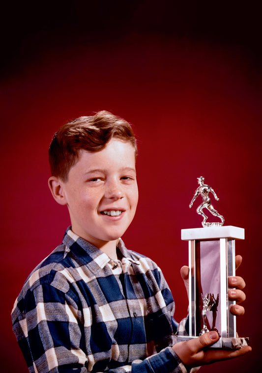 Dean Morris Proud Little Boy Trophy Winner Humor Greeting Card 5x7 BEL02 | 259337