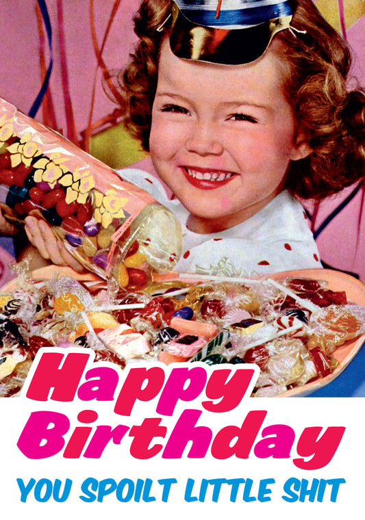 Dean Morris Young Cute Girl Candies Funny Birthday Greeting Card 5x7 DMA110 | 259369