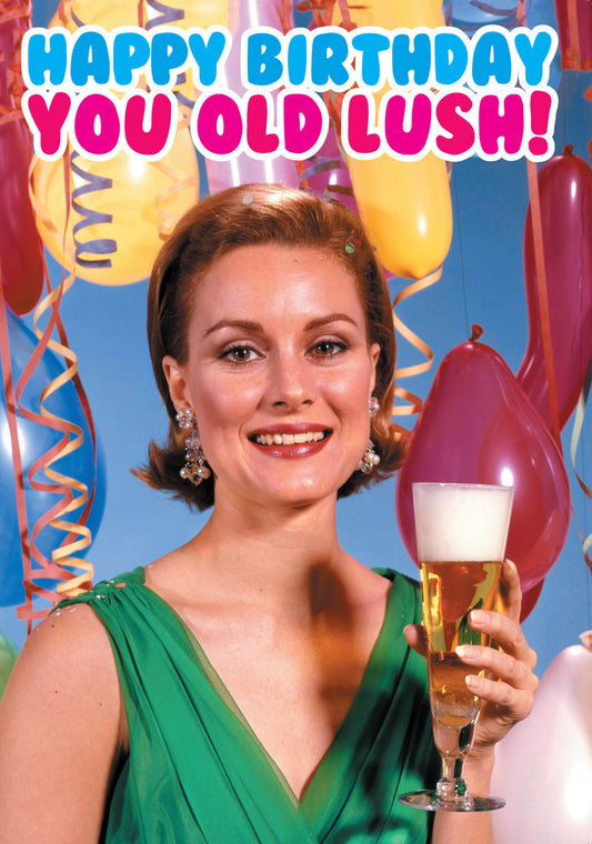 Dean Morris Old Lush Woman Party Balloons Funny Birthday Greeting Card 5x7 DMA254 | 259416