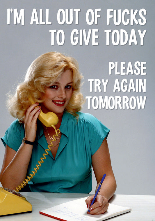 Dean Morris Try Again Tomorrow Woman On Telephone Funny Greeting Card 5x7 DMA286 | 259424